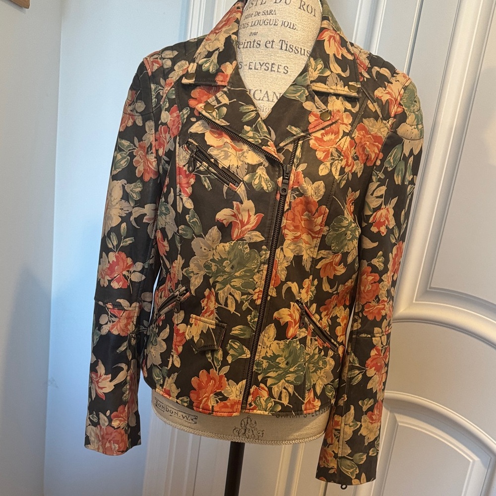Floral leather jacket from London